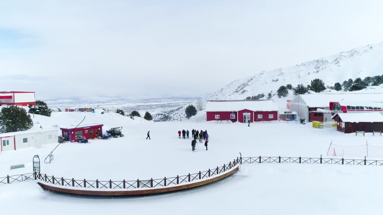 Download Stock Video People Standing In Line At A Ski Resort Live Wallpaper