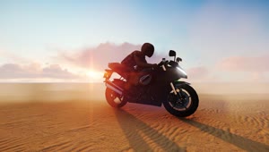 Stock Video Person On A Motorcycle In The Middle Of A Desert Live Wallpaper