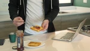 Video Stock Person Putting Jam On Toast Live Wallpaper Free