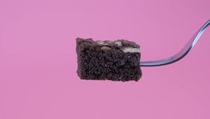 Video Stock Piece Of Brownie On A Fork On A Pink Background Live Wallpaper Free