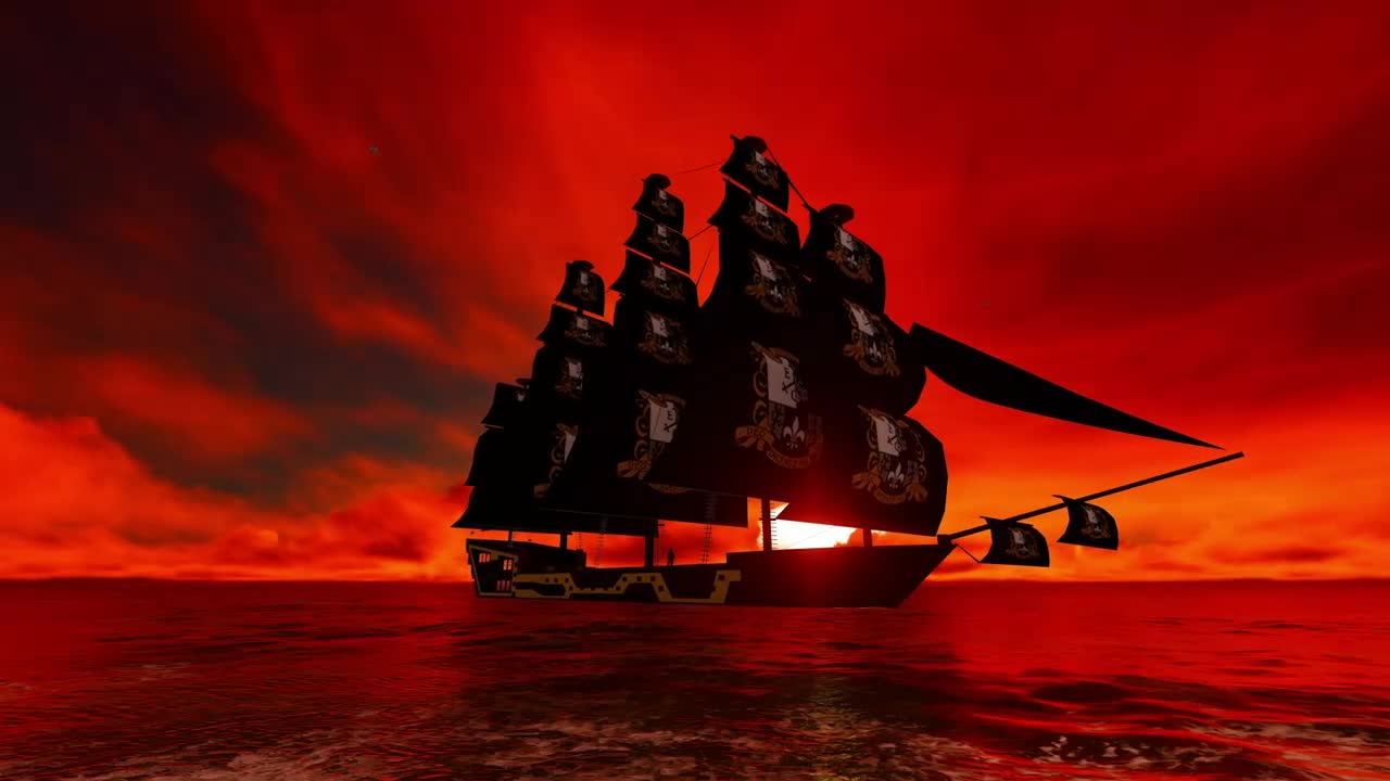 Download Video Stock Pirate Ship Sailing In A Red Sunset Live Wallpaper Free