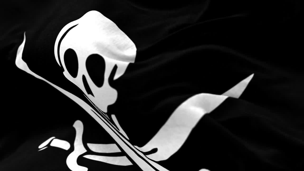 Download Video Stock Pirate Or Hacker Flag Waving Close Up Live Wallpaper Free