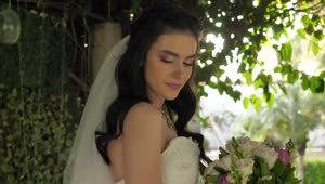 Video Stock Portrait Of A Bride With Her Wedding Bouquet Live Wallpaper Free