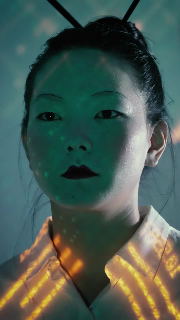 Download Video Stock Portrait Of A Fashion Cyborg Woman Live Wallpaper Free