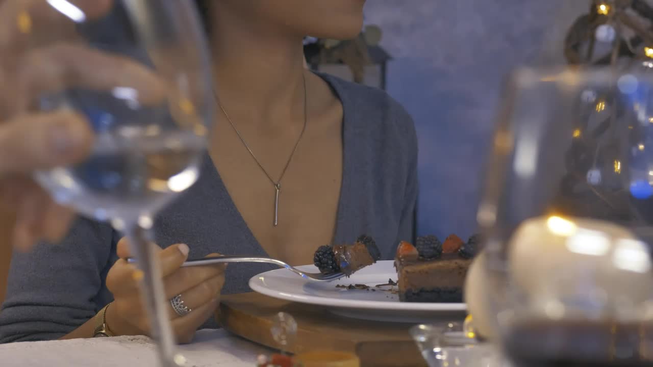 Download Video Stock Portrait Of A Girl Eating At A Christmas Dinner Live Wallpaper Free