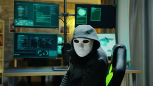Video Stock Portrait Of A Hacker Wearing A Mask Live Wallpaper Free