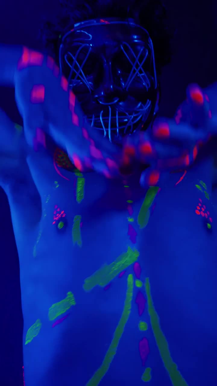 Download Video Stock Portrait Of A Man With Light Mask Dancing Live Wallpaper Free