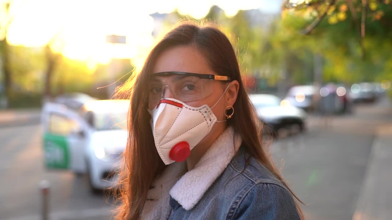 Download Video Stock Portrait Of A Woman With Mask And Goggles Live Wallpaper Free