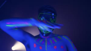 Video Stock Portrait Of An Urban Dancer Wearing A Neon Mask Dancing Live Wallpaper Free
