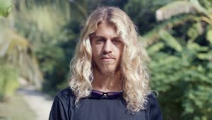 Video Stock Portrait Of Blond Surfer With Long Hair Live Wallpaper Free