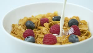 Video Stock Pouring Milk To A Bowl With Cereal And Blackberries Live Wallpaper Free
