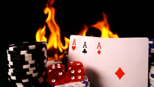 Video Stock Presentation Of Cards Dice Chips With Fire In The Background Live Wallpaper Free
