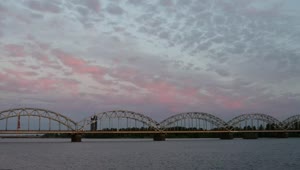 Video Stock Railway Bridge In A Pink Sunset Live Wallpaper Free