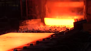 Video Stock Red Hot Metal Sheets Going Out Of The Furnace Live Wallpaper Free