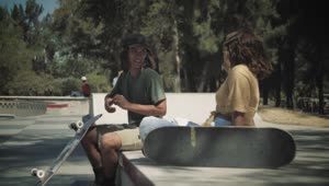 Free Stock Video Skateboarder Talks With A Girl And Goes Down To The Live Wallpaper