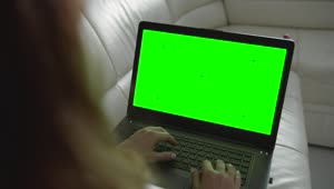 Free Stock Video Relaxed Woman Browses Website On Laptop Greenscreen Live Wallpaper