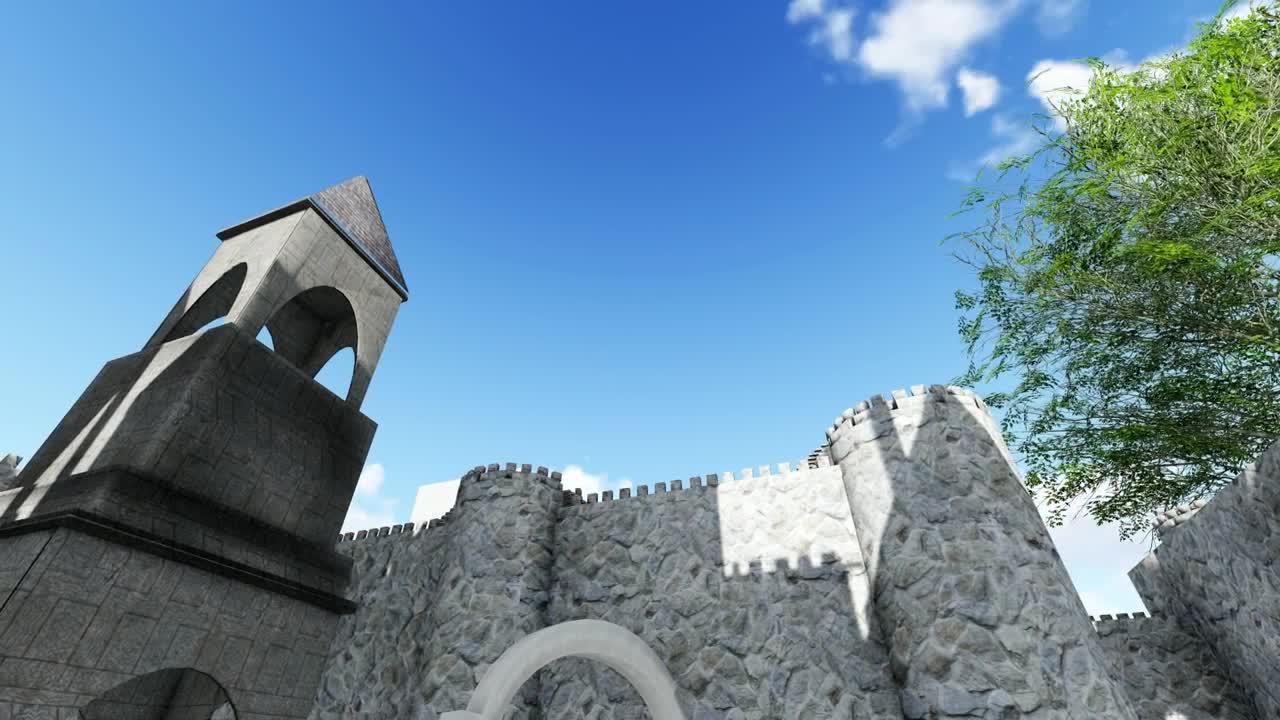 Download Free Stock Video Render Of A Medieval Castle At Daytime Live Wallpaper