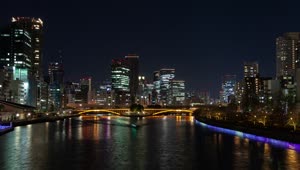 Free Stock Video River Bridge And Skyscrapers In Osaka Live Wallpaper