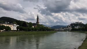 Free Stock Video River Crossing A Town On A Cloudy Day Live Wallpaper