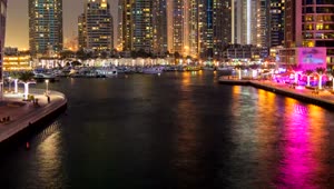 Free Stock Video River Of A City With Boats At Night Live Wallpaper