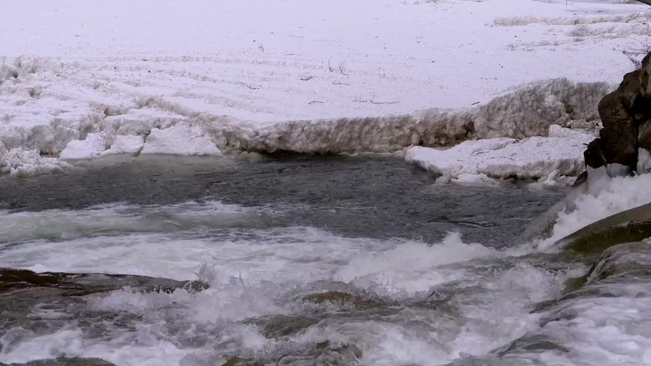 Download Free Stock Video River Stream Flowing In The Winter Live Wallpaper