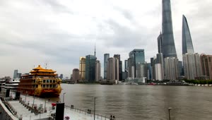 Free Stock Video River Traffic And Shanghai City Skyline Live Wallpaper