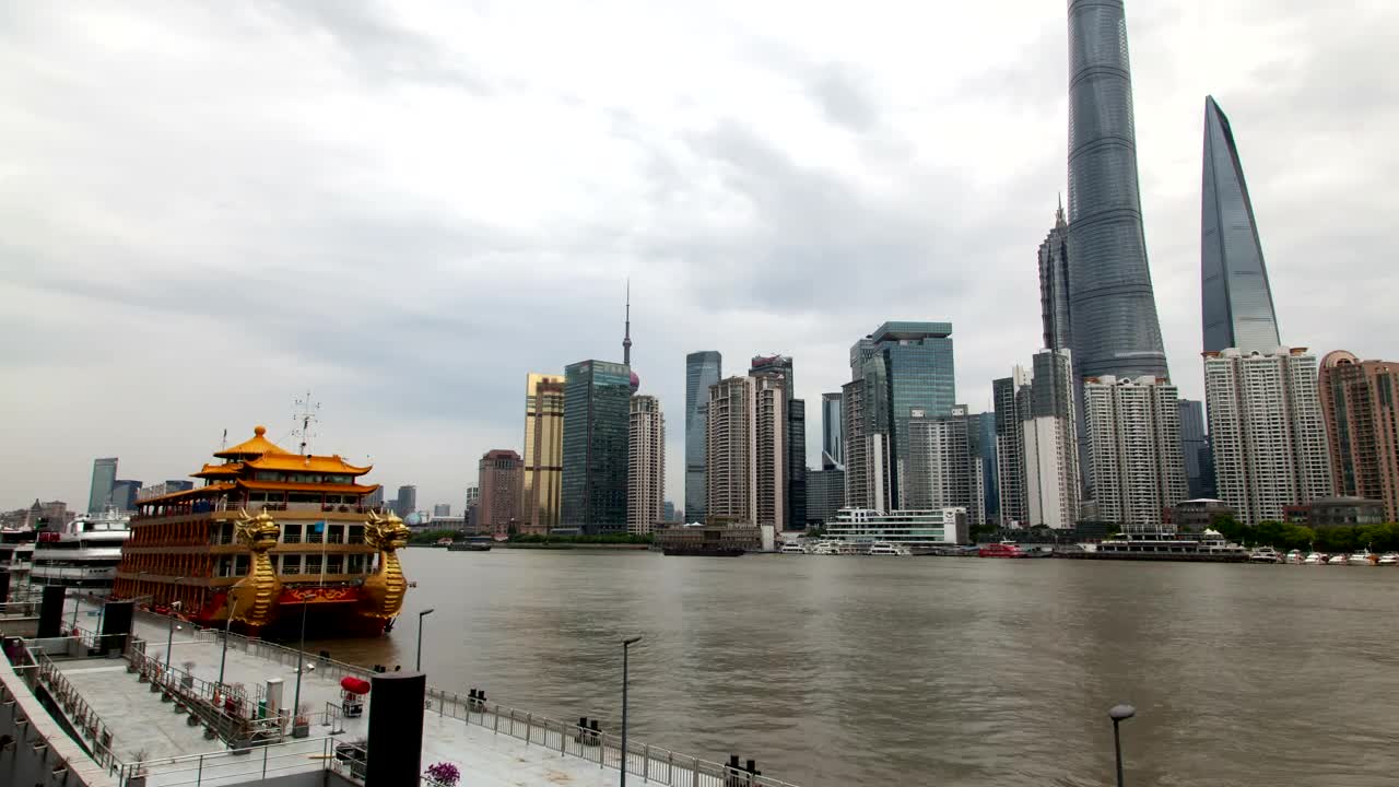 Download Free Stock Video River Traffic And Shanghai City Skyline Live Wallpaper