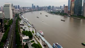 Free Stock Video River Traffic And The Cityscape In Shanghai Live Wallpaper