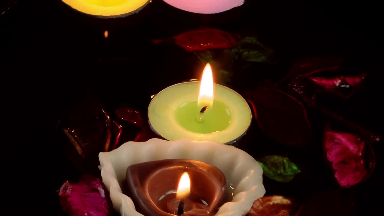 Download Free Stock Video Romantic Candles Floating In Water Live Wallpaper