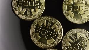 Free Stock Video Rotating Shot Of Golden Bitcoins From Above Live Wallpaper