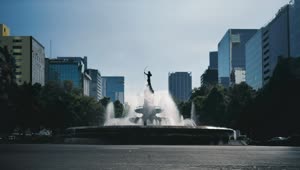 Free Stock Video Roundabout In The Form Of A Fountain In The City Live Wallpaper
