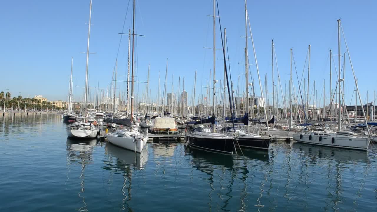 Download Free Stock Video Sailboats Anchored In A Harbor Live Wallpaper