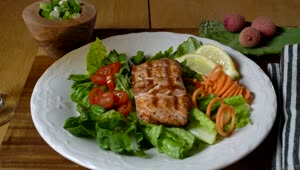 Free Stock Video Salmon Steak With Vegetables And Lemon Live Wallpaper