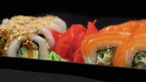 Free Stock Video Salmon Sushi Rotating On A Plastic Tray Live Wallpaper