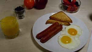 Free Stock Video Sausages With Egg And Fruits Live Wallpaper