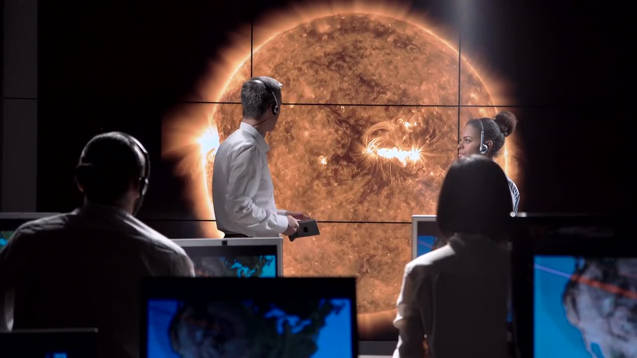 Download Free Stock Video Scientists Having A Discussion During An Eclipse Live Wallpaper