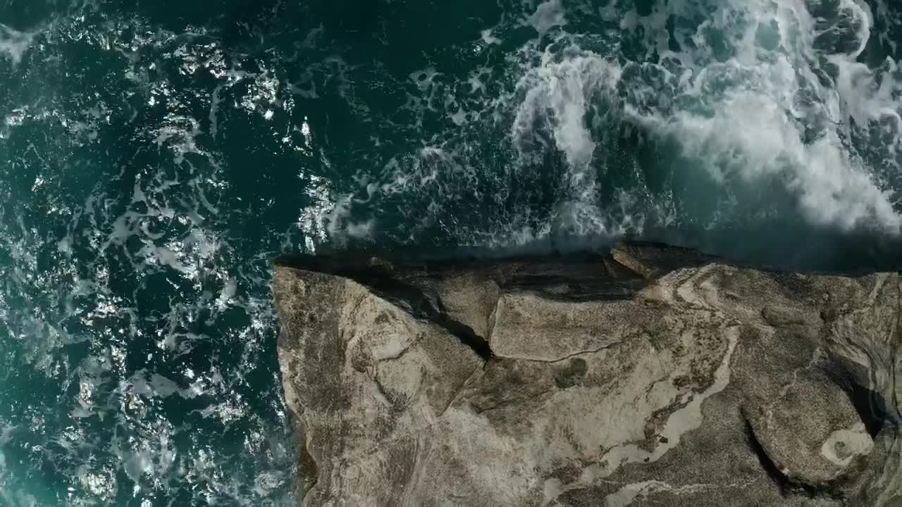 Download Free Stock Video Sea Waves Breaking On The Stones Top Aerial Live Wallpaper