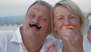 Free Stock Video Senior Couple With A Fake Mustache Live Wallpaper