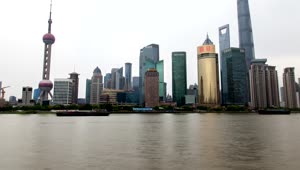 Free Stock Video Shanghai City Skyline And The River Traffic Live Wallpaper