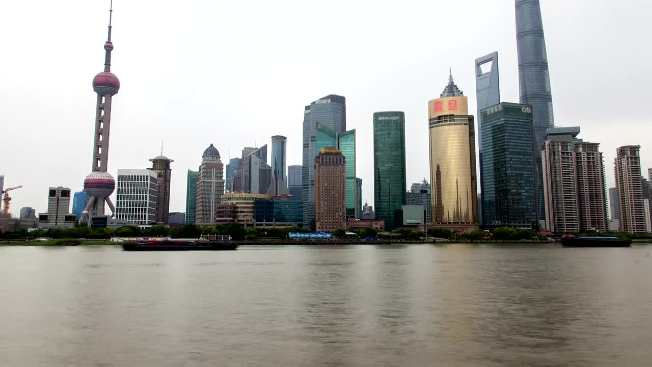 Download Free Stock Video Shanghai City Skyline And The River Traffic Live Wallpaper