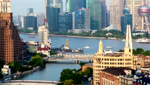 Free Stock Video Shanghai Cityscape With River Traffic Live Wallpaper
