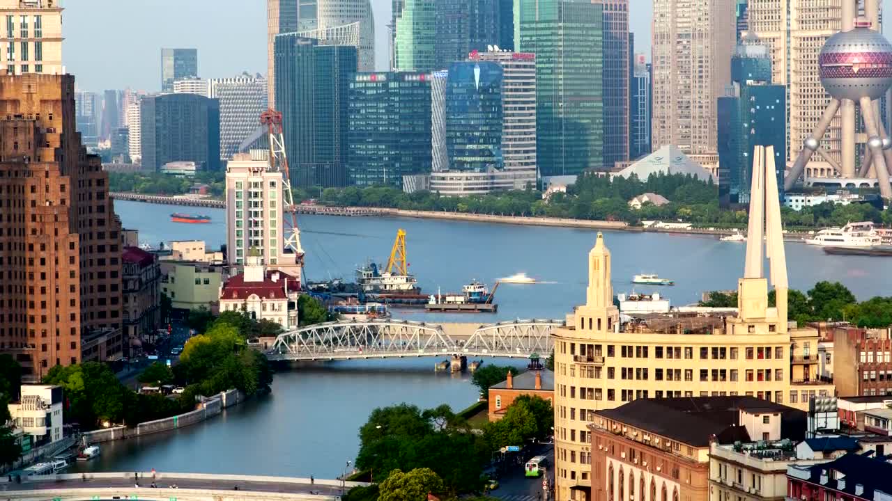 Download Free Stock Video Shanghai Cityscape With River Traffic Live Wallpaper