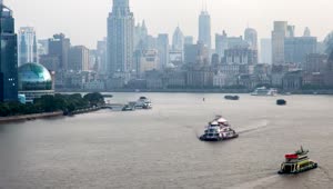 Free Stock Video Shanghai River Traffic And The City Buildings Live Wallpaper