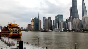 Free Stock Video Shanghai River And The Cityscape Pan Up Live Wallpaper