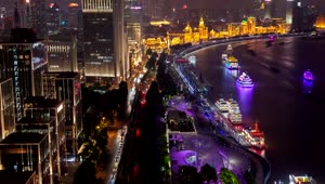 Free Stock Video Shanghaiing City Scape In The River At Night Live Wallpaper
