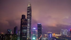 Free Stock Video Shenzhen Skyscrapers On A Cloudy Night Live Wallpaper