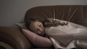 Free Stock Video Sick Little Girl Lying On A Sofa Live Wallpaper