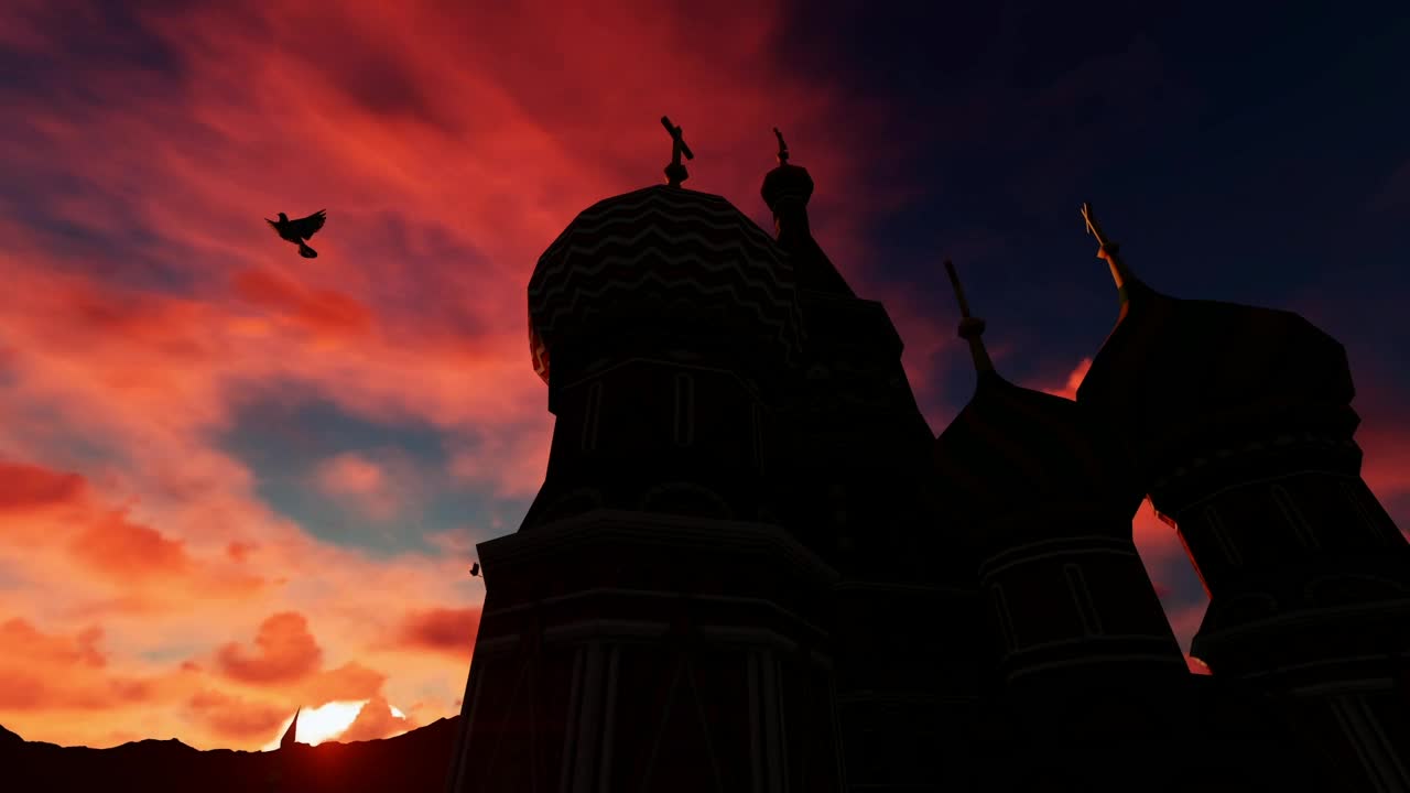 Download Free Stock Video Silhouette Of A Temple Or Church At Sunset Live Wallpaper