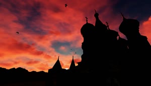 Free Stock Video Silhouette Of Kremlin Church At Sunset Live Wallpaper