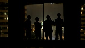 Free Stock Video Silhouette Of People Talking By Night View Of City Live Wallpaper